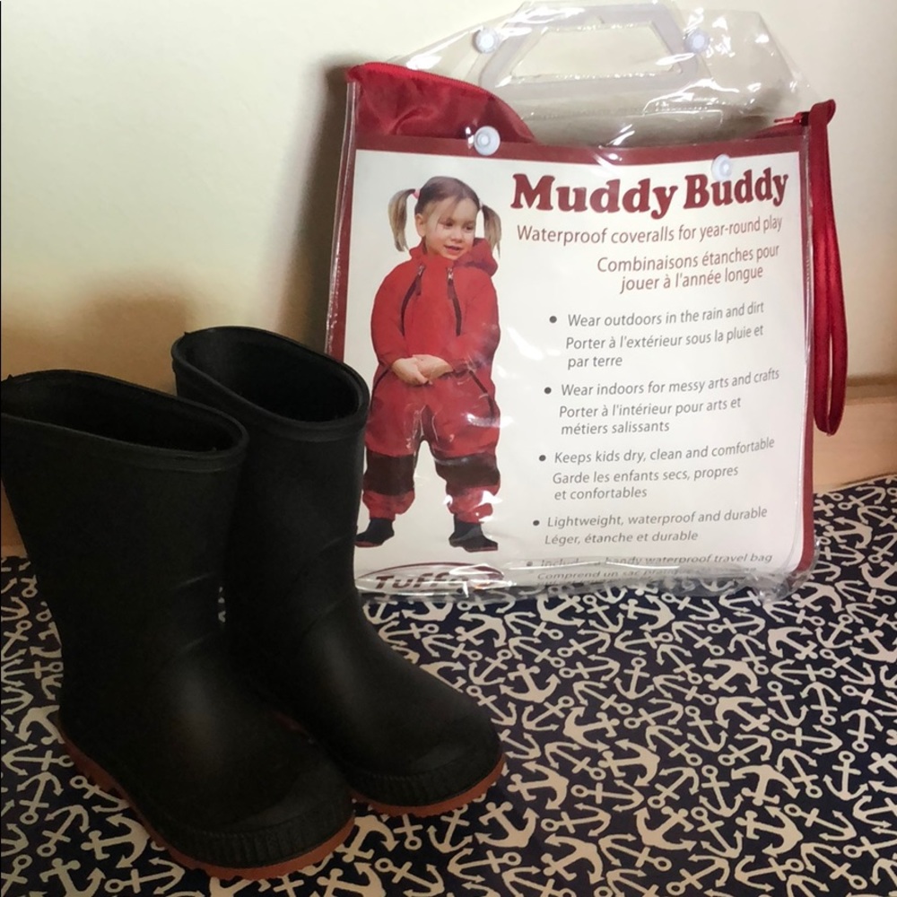Tuffo Muddy Buddy play suit AND rain boots